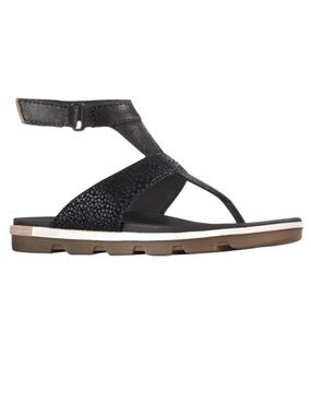 SOREL Sandals Torpeda Black Leather Thong  Ankle Straps Outdoor Shoe Size: 7 1/2